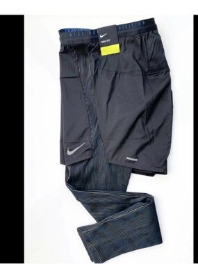 Nike Black/Charcoal Compression Leggings with Attached Training Shorts